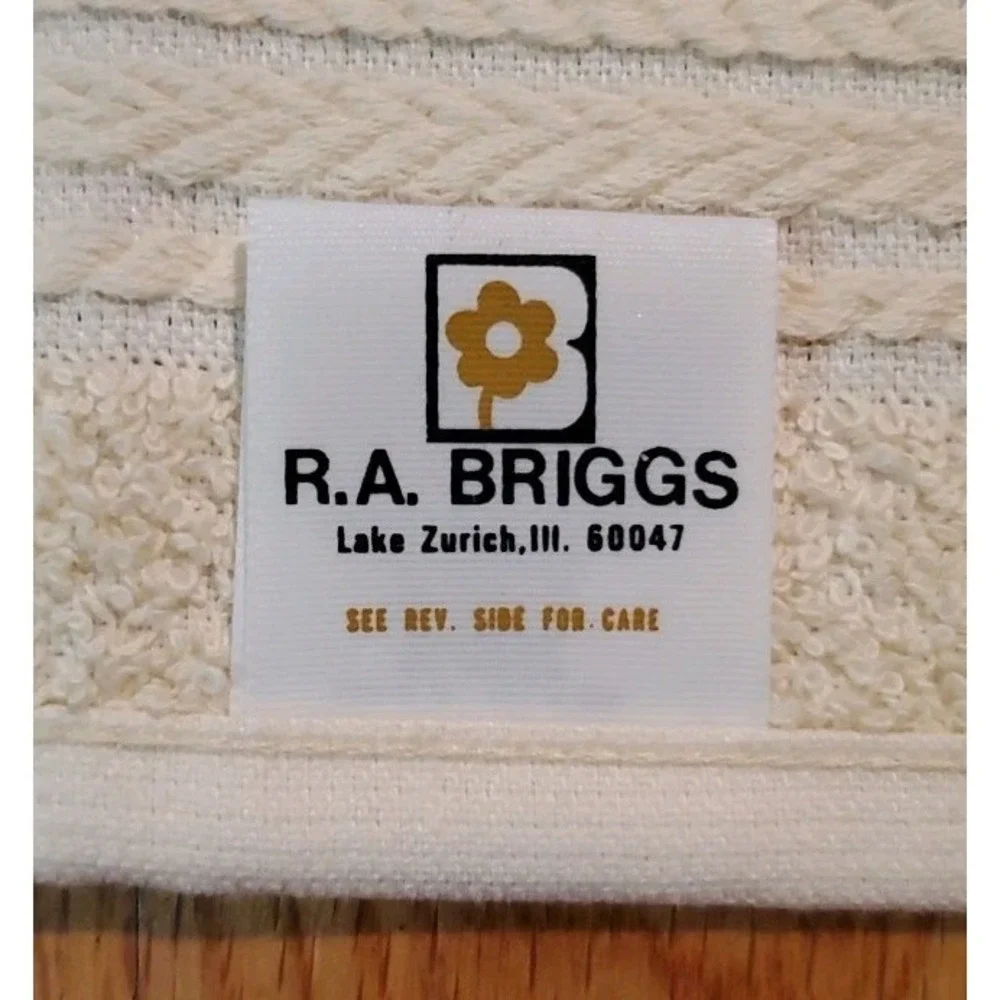 Vintage RA Briggs Cotton Hand Towel Beige Butterfly Embroidered